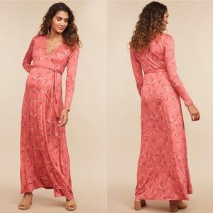 Motherhood Maternity Floral Wrap Dress; Dusty Rose